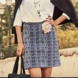 CAbi #5320 - 21 Club Skirt Houndstooth Plaid Matrix Side Zip A-Line Skirt size 6